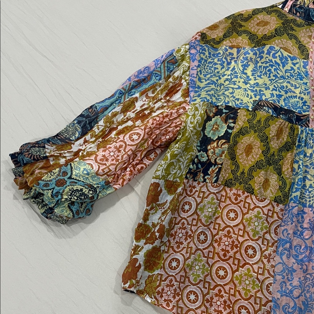 Fate Multicolor Patchwork Bubble Sleeve Top - image 8